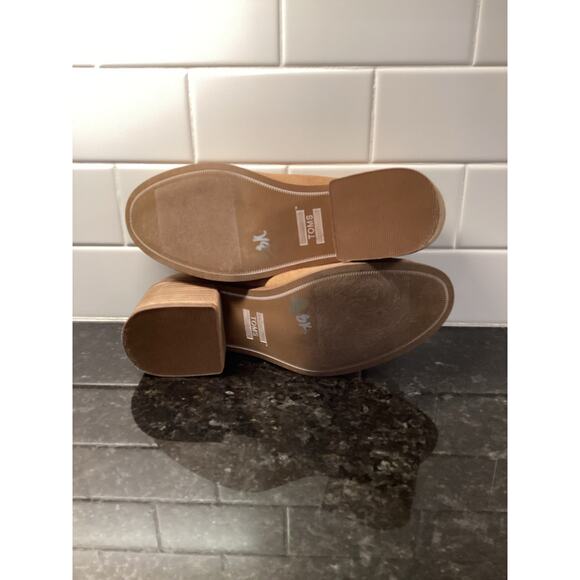 Toms Women's Leila Suede Leather Slip on Block Heel Mules Comfy Tan Size W8.5 - Picture 9 of 11